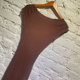 REFORMATION BROWN JERSEY RIBBED CUT OUT DRESS