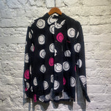 COMME DES GARCONS SHIRT BLACK SHIRT WHITE/PINK PRINT
