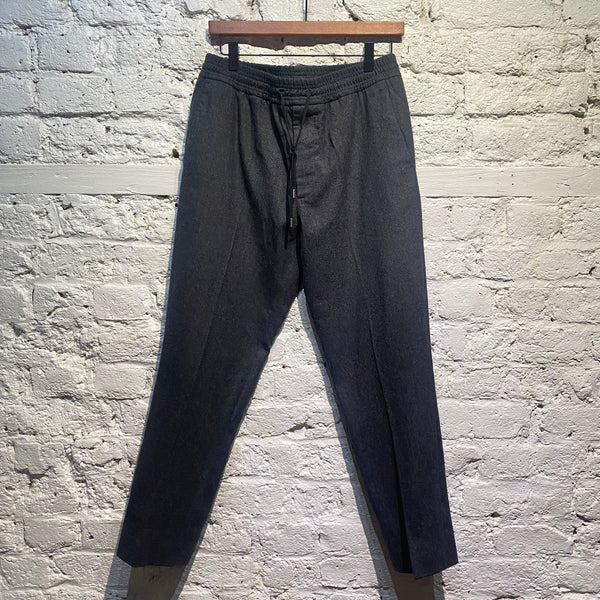 GUCCI GREY WOOL DRAWSTRING TROUSERS