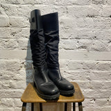 PRADA BLACK LEATHER/NYLON BOOTS