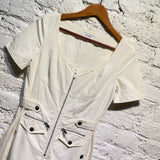 COURREGES WHITE COTTON ZIP DRESS