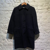 MHL NAVY HEAVY WOOL CAR COAT