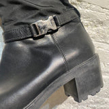PRADA BLACK LEATHER/NYLON BOOTS
