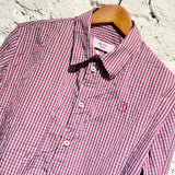 MARTINE ROSE RED/BLUE CHECK CRINKLE SHIRT
