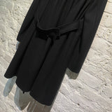 NICOLE FARHI BLACK WOOL DOUBLE BREASTED MILITARY COAT WITH BACK PINCH PLEATS
