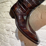 MARTINE ROSE BROWN MOCK-CROC LEATHER COWBOY BOOTS