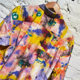 COMME DES GARÇONS SHIRT PINK BLUE YELLOW PAINT PRINT SHIRT