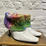 JW ANDERSON WHITE ANKLE BOOTS RAINBOW KNIT