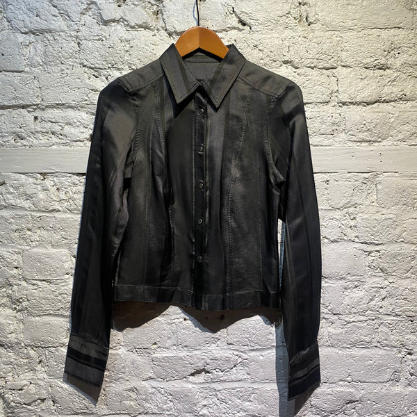 GUCCI TOM FORD ERA CHARCOAL STRIPE ACETATE/SILK SHIRT