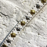 GIANNI VERSACE VINTAGE WHITE LEATHER STUDDED BELT