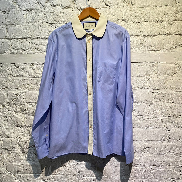 GUCCI BLUE/CREAM COLLAR CITY SHIRT