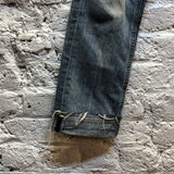 HELMUT LANG BLUE STONE WASH JEANS RAW EDGE TURN UPS