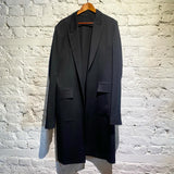 GIVENCHY BLACK UNLINED RAW EDGE FROCK COAT