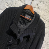 KATHERINE HAMNETT BLACK KNIT FAUX FUR LINED JACKET