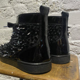 CHRISTIAN LOUBOUTIN BLACK PATENT SPIKE HI-TOPS