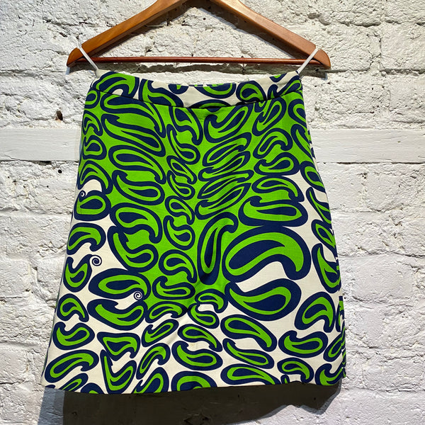 MIU MIU PRINTED GREEN A-LINE SKIRT