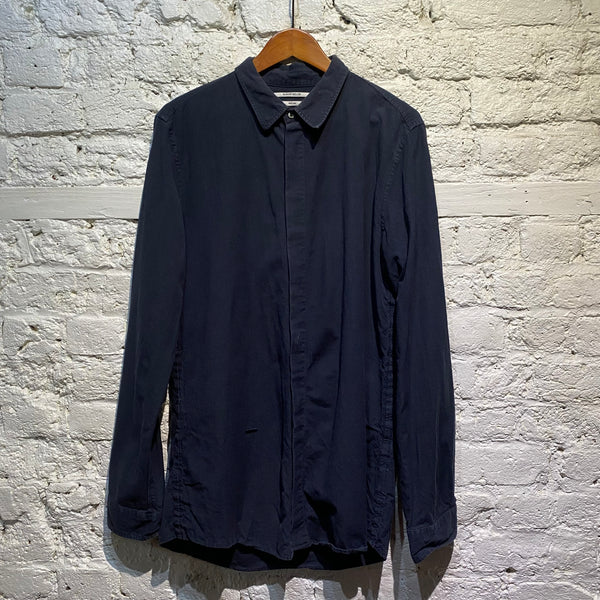 ROBERT GELLER NAVY COTTON/LINEN SHIRT