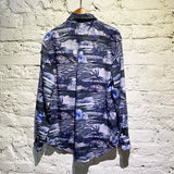 MARTINE ROSE X TOMMY HILFIGER BLUE/LAVENDER HAWAIIAN SHIRT WITH TIE