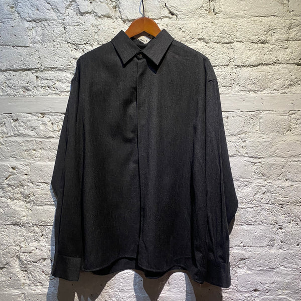 PRADA CHARCOAL FLEECE WOOL VELCRO SHIRT