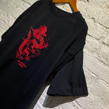 MARTINE ROSE DRAGON PRINT BLACK “DOUBLE” T-SHIRT