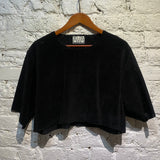 AVA CATHERSIDE LASER CUT BLACK CROP TOP