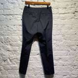 JUNYA WATANABE COMME DES GARÇONS NAVY PINSTRIPED POLY/WOOL TROUSERS