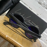 YOHJI YAMAMOTO BLACK ROUND SUNGLASSES