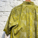 WOODIN GREEN YELLOW COTTON PRINT SHIRT