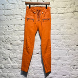 UNRAVEL PROJECT ORANGE LEATHER SKINNY TROUSERS