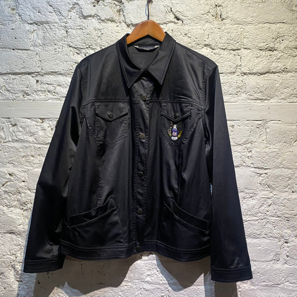 MARINA RINALDI SPORT BLACK SATIN JACKET BEADED