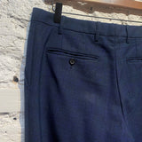 RAF SIMONS TEXTURED MARINE CHECK WOOL TROUSERS