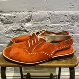 MANOLO BLAHNIK SUEDE BROGUE SANDALS