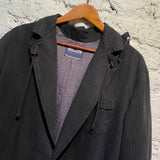 JEAN PAUL GAULTIER JEANS VINTAGE PINSTRIPE HOODED COAT