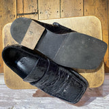 MARTINE ROSE “ROXY” BLACK EMBOSSED MOCK CROC LEATHER LOAFERS