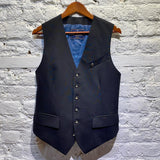 VIVIENNE WESTWOOD MAN NAVY WOOL WAISTCOAT WITH SKULL PIN