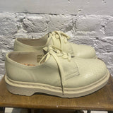 MARNI X DR MARTENS CREAM CRACKED LEATHER SHOES WITH DETACHABLE FRINGE