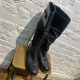 PRADA BLACK LEATHER/NYLON BOOTS