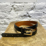 OSPREY BLACK LEATHER BELT WITH GOLD BUCKLE