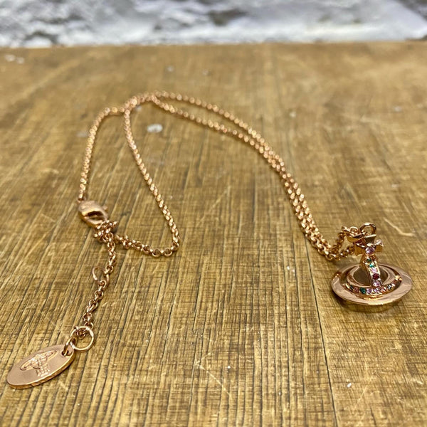 VIVIENNE WESTWOOD PINK GOLD MINI ORB PENDANT
