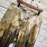 VIVIENNE WESTWOOD CROPPED CRUISE TROUSERS PRINTED COTTON SATIN BRUSHSTROKES PRINT