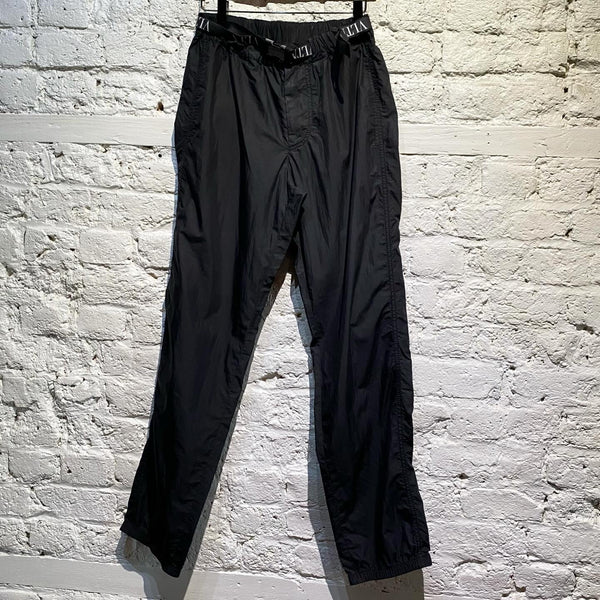 VALENTINO BLACK NYLON BELTED TROUSERS