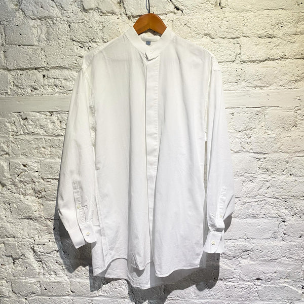 KENZO HOMME WHITE COTTON MANDARIN COLLAR SHIRT