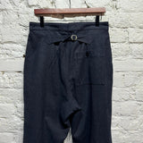 MHL BLUE WOOL CROP TROUSERS CINCH BACK