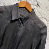 GUCCI TOM FORD ERA CHARCOAL STRIPE ACETATE/SILK SHIRT
