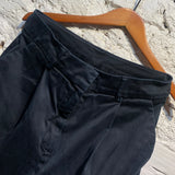 YMC NAVY WIDE  LEG PLEAT FRONT TROUSERS