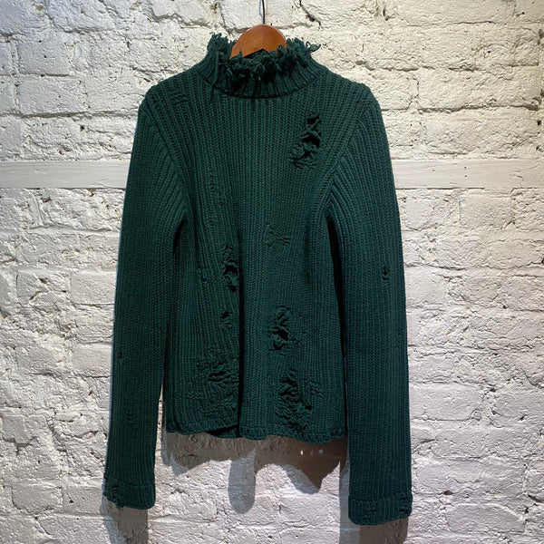 J.W. ANDERSON FOREST GREEN DISTRESSED KNIT