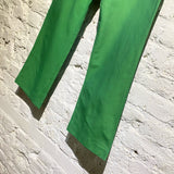 DRIES VAN NOTEN GREEN LINEN MIX TROUSERS