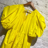 RACHEL COMEY YELLOW SILK MIX DRESS WITH METAL TRIM