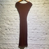REFORMATION BROWN JERSEY RIBBED CUT OUT DRESS