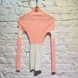 VICTORIA BECKHAM WHITE/ORANGE FINE GAUGE KNIT TOP